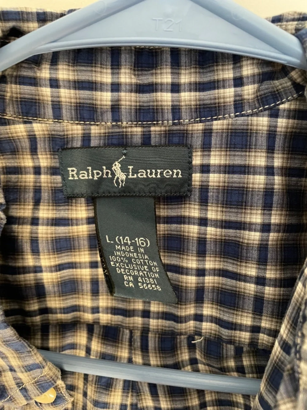 Ralph Lauren, blue checkered shirt